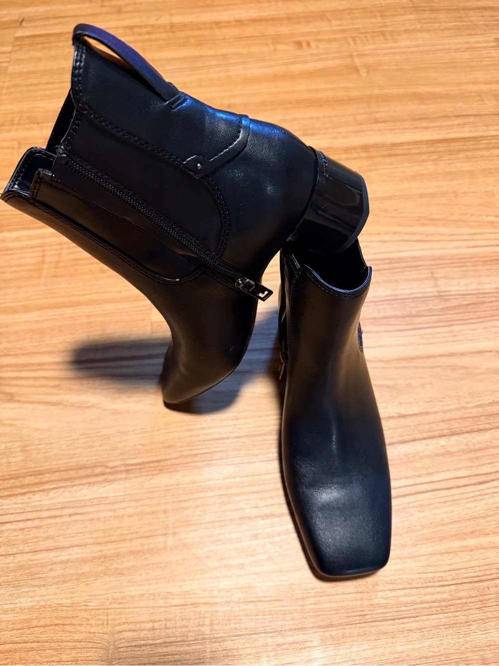 Franco Sarto Black Square-Toe Ankle Boots